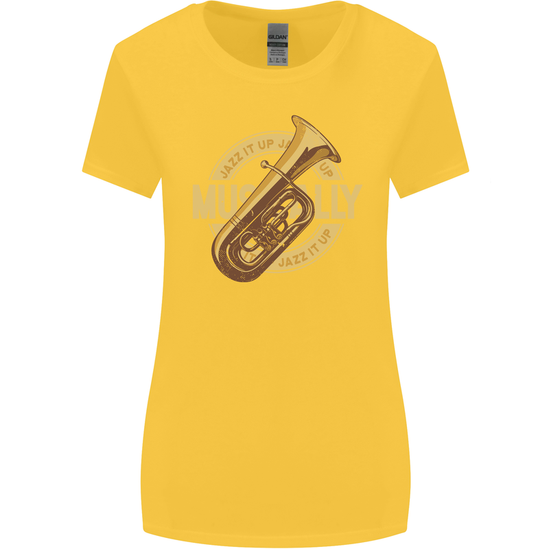 Tuba Brass Musical Instrument Jazz Womens Wider Cut T-Shirt Yellow