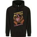 Turkey USA American Football Thanks Giving Mens 80% Cotton Hoodie Black