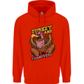 Turkey USA American Football Thanks Giving Mens 80% Cotton Hoodie Bright Red