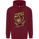 Turkey USA American Football Thanks Giving Mens 80% Cotton Hoodie Maroon