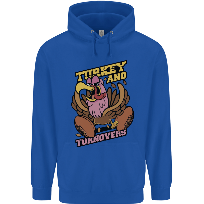 Turkey USA American Football Thanks Giving Mens 80% Cotton Hoodie Royal Blue