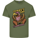 Turkey USA American Football Thanks Giving Mens Cotton T-Shirt Tee Top Military Green