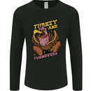 Turkey USA American Football Thanks Giving Mens Long Sleeve T-Shirt Black
