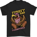 Turkey USA American Football Thanks Giving Mens T-Shirt 100% Cotton Black