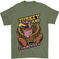 Turkey USA American Football Thanks Giving Mens T-Shirt 100% Cotton Military Green