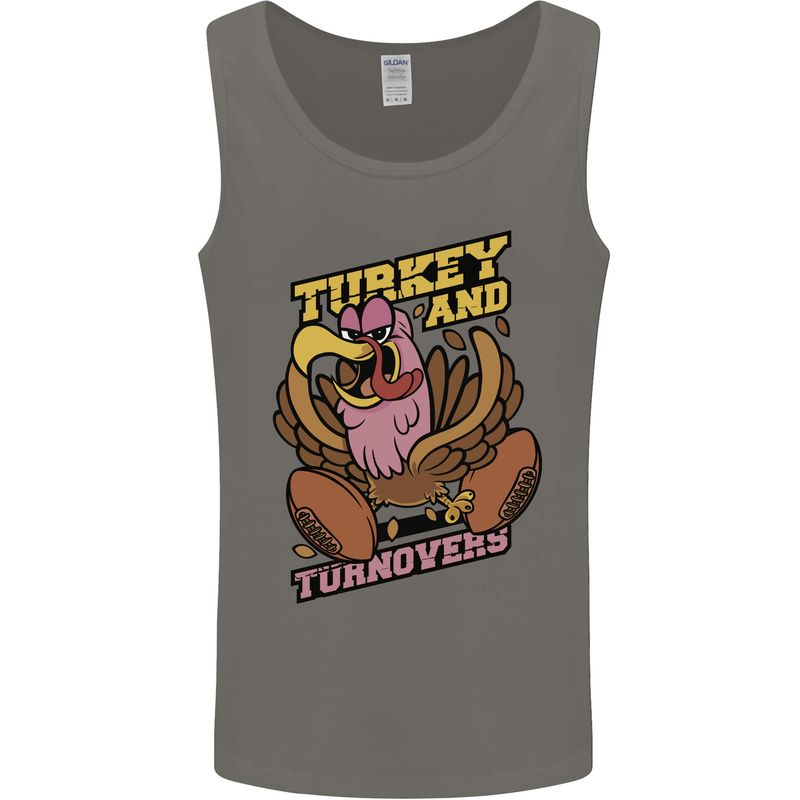 Turkey USA American Football Thanks Giving Mens Vest Tank Top Charcoal