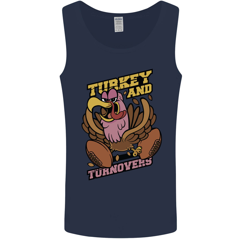 Turkey USA American Football Thanks Giving Mens Vest Tank Top Navy Blue