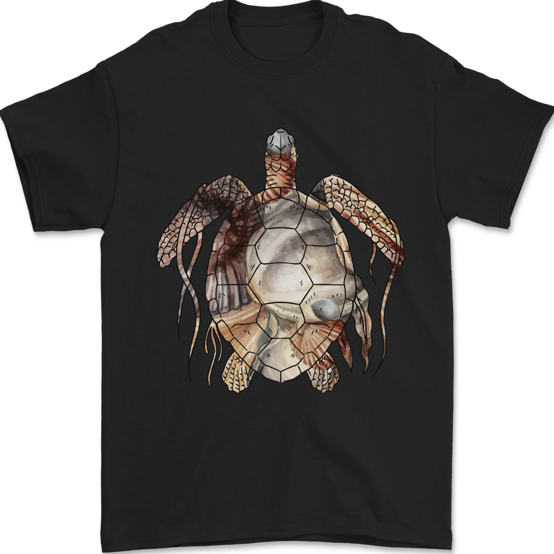 Turtle Art Mens T-Shirt 100% Cotton Black