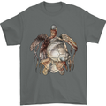 Turtle Art Mens T-Shirt 100% Cotton Charcoal