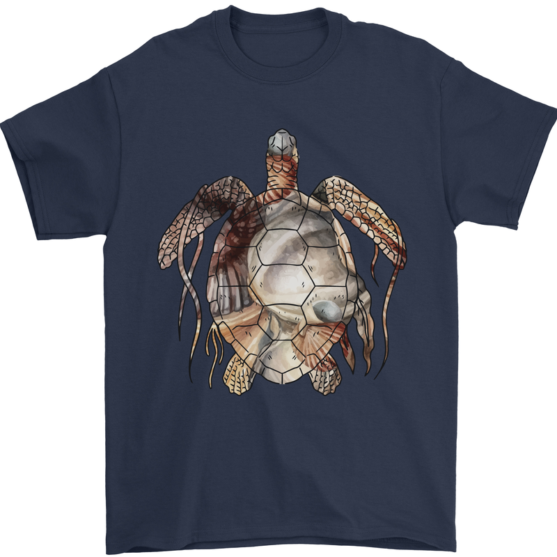 Turtle Art Mens T-Shirt 100% Cotton Navy Blue