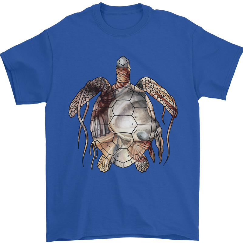 Turtle Art Mens T-Shirt 100% Cotton Royal Blue