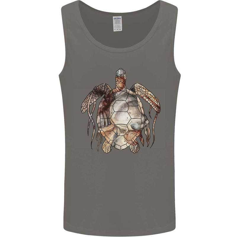 Turtle Art Mens Vest Tank Top Charcoal