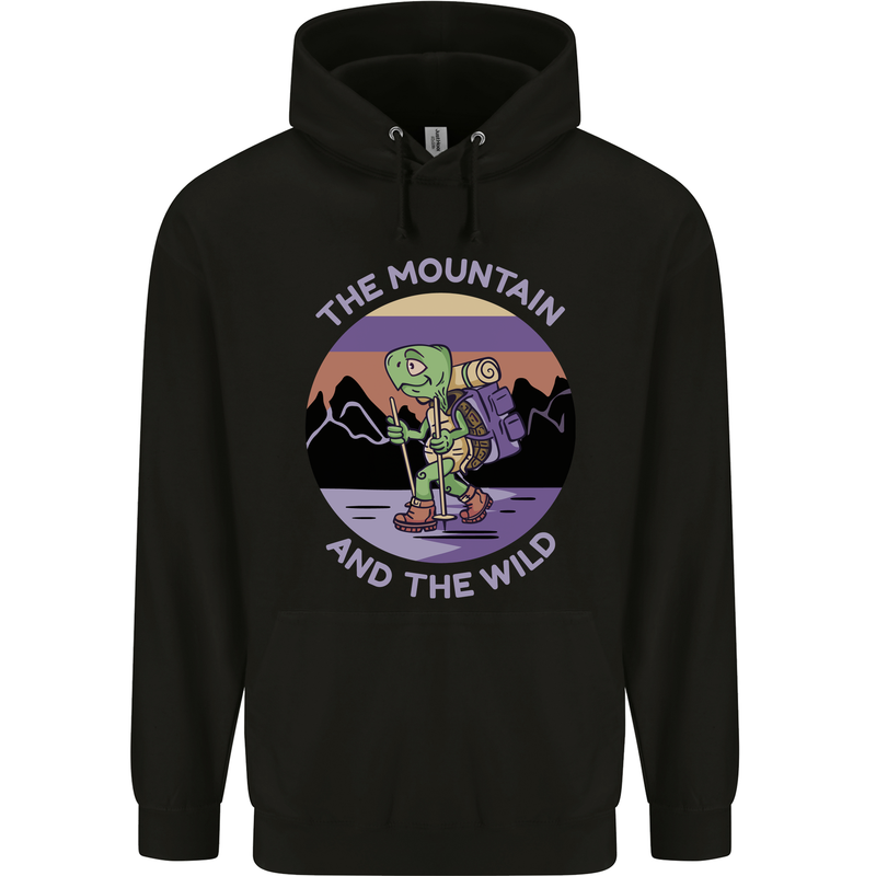 Turtle Hiking Trekking Tortoise Camping Mens 80% Cotton Hoodie Black