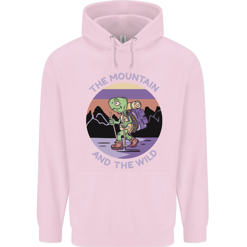 Turtle Hiking Trekking Tortoise Camping Mens 80% Cotton Hoodie Light Pink