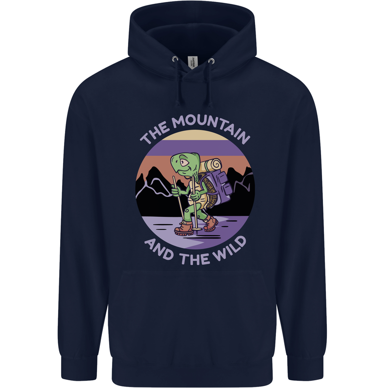 Turtle Hiking Trekking Tortoise Camping Mens 80% Cotton Hoodie Navy Blue