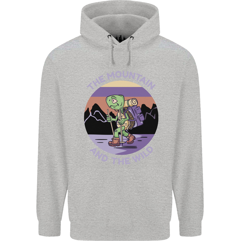 Turtle Hiking Trekking Tortoise Camping Mens 80% Cotton Hoodie Sports Grey