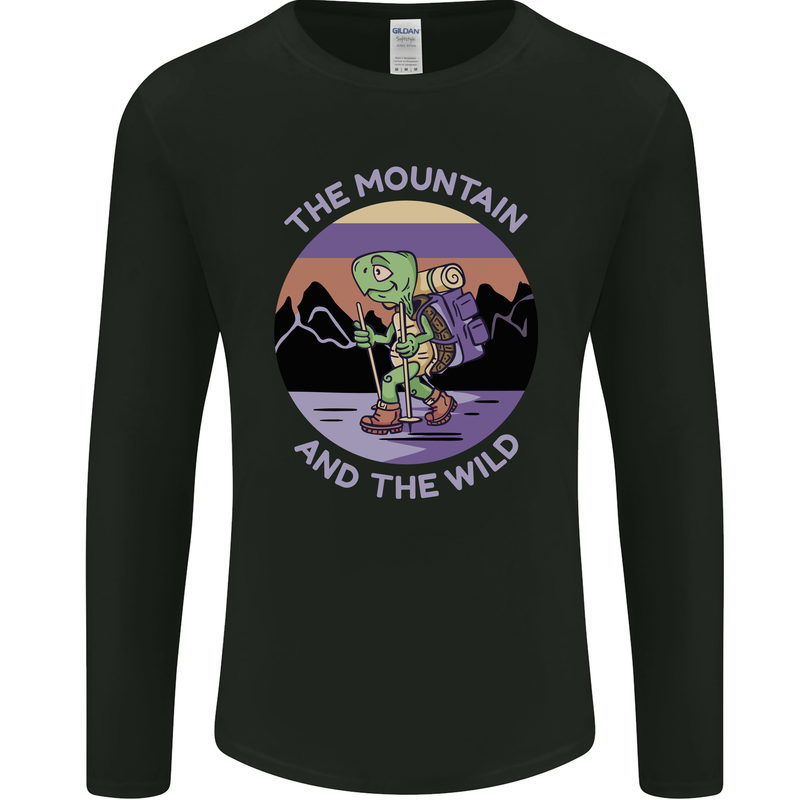 Turtle Hiking Trekking Tortoise Camping Mens Long Sleeve T-Shirt Black