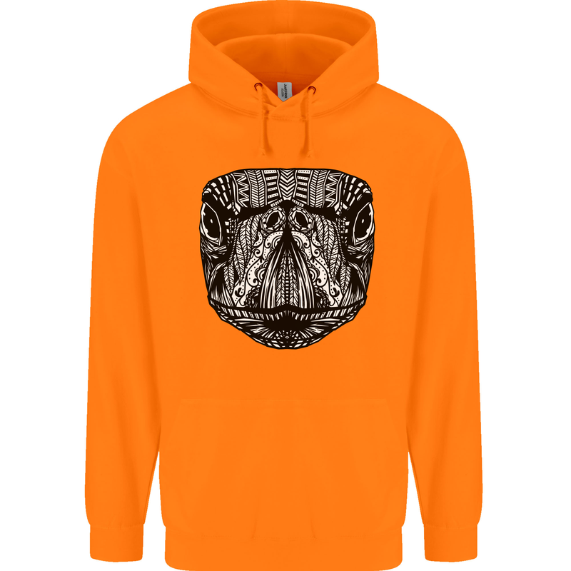 Turtle Mandala Art Tortoise Childrens Kids Hoodie Orange