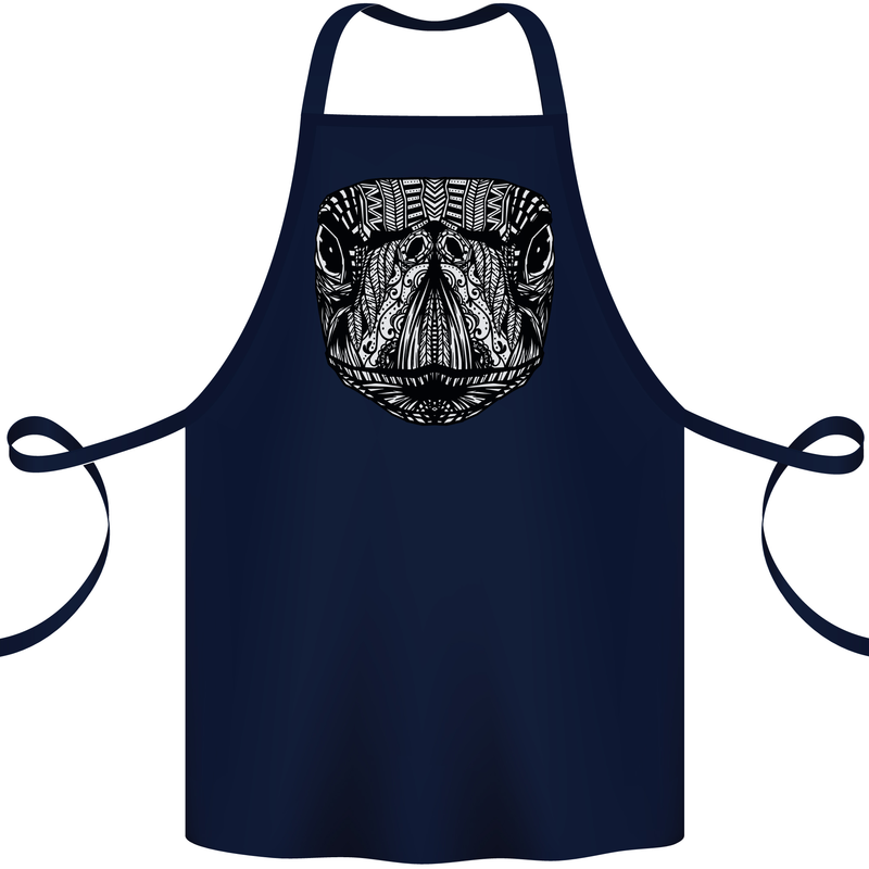 Turtle Mandala Art Tortoise Cotton Apron 100% Organic Navy Blue