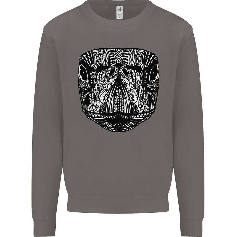 Turtle Mandala Art Tortoise Mens Sweatshirt Jumper Charcoal
