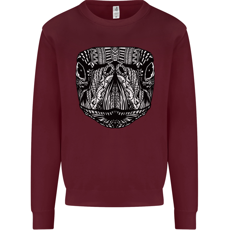 Turtle Mandala Art Tortoise Mens Sweatshirt Jumper Maroon