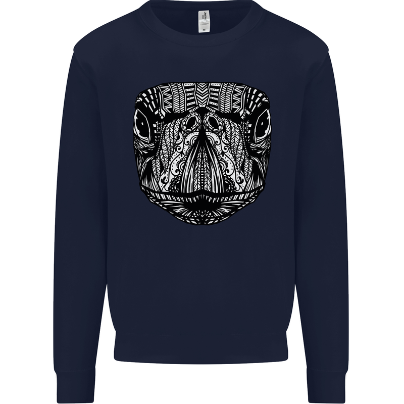 Turtle Mandala Art Tortoise Mens Sweatshirt Jumper Navy Blue