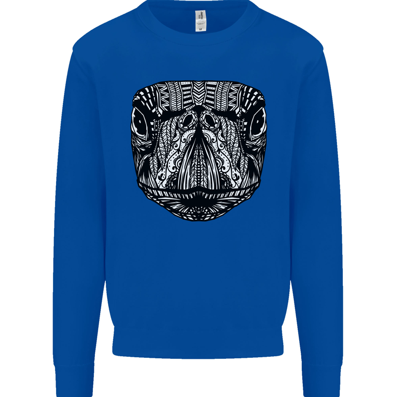 Turtle Mandala Art Tortoise Mens Sweatshirt Jumper Royal Blue