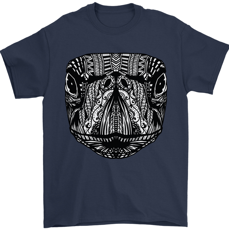 Turtle Mandala Art Tortoise Mens T-Shirt 100% Cotton Navy Blue