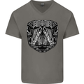 Turtle Mandala Art Tortoise Mens V-Neck Cotton T-Shirt Charcoal