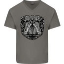 Turtle Mandala Art Tortoise Mens V-Neck Cotton T-Shirt Charcoal