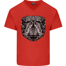 Turtle Mandala Art Tortoise Mens V-Neck Cotton T-Shirt Red