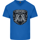 Turtle Mandala Art Tortoise Mens V-Neck Cotton T-Shirt Royal Blue