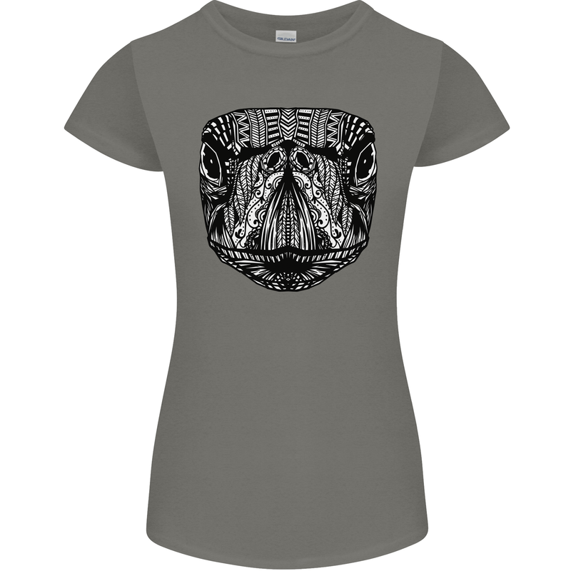 Turtle Mandala Art Tortoise Womens Petite Cut T-Shirt Charcoal