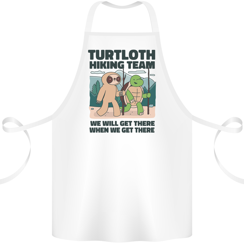 Turtloth Hiking Team Hiking Turtle Sloth Cotton Apron 100% Organic White