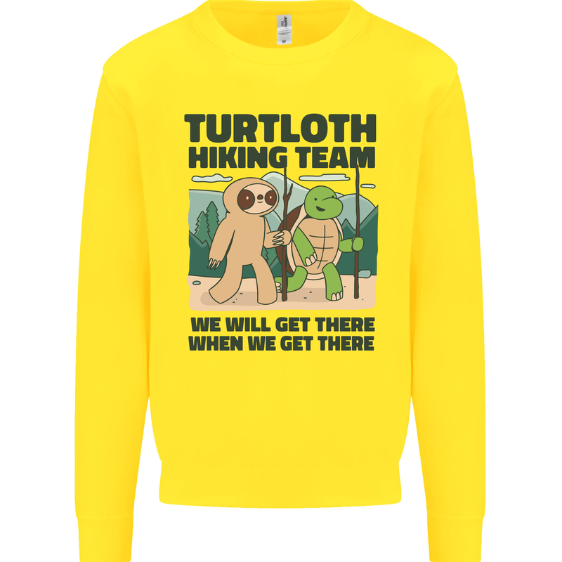 Turtloth Hiking Team Hiking Turtle Sloth Kids Sweatshirt Jumper Yellow