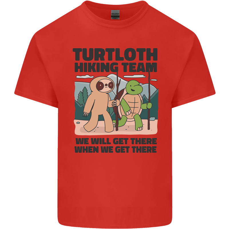 Turtloth Hiking Team Hiking Turtle Sloth Kids T-Shirt Childrens Red