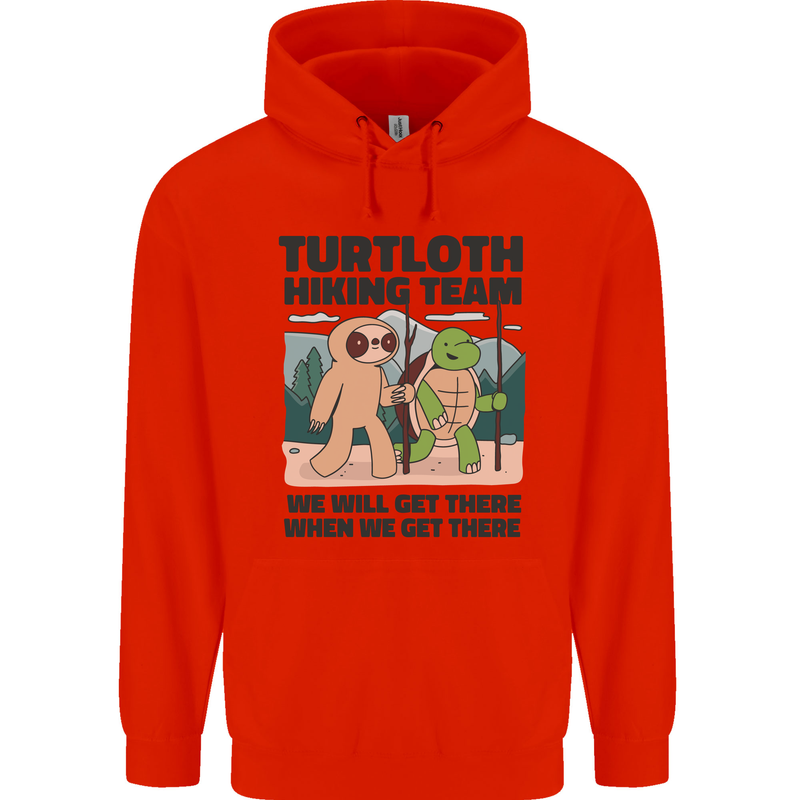 Turtloth Hiking Team Hiking Turtle Sloth Mens 80% Cotton Hoodie Bright Red
