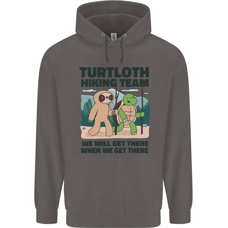Turtloth Hiking Team Hiking Turtle Sloth Mens 80% Cotton Hoodie Charcoal