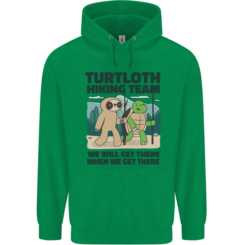 Turtloth Hiking Team Hiking Turtle Sloth Mens 80% Cotton Hoodie Irish Green