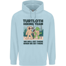 Turtloth Hiking Team Hiking Turtle Sloth Mens 80% Cotton Hoodie Light Blue