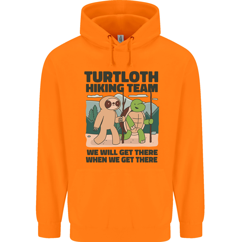 Turtloth Hiking Team Hiking Turtle Sloth Mens 80% Cotton Hoodie Orange