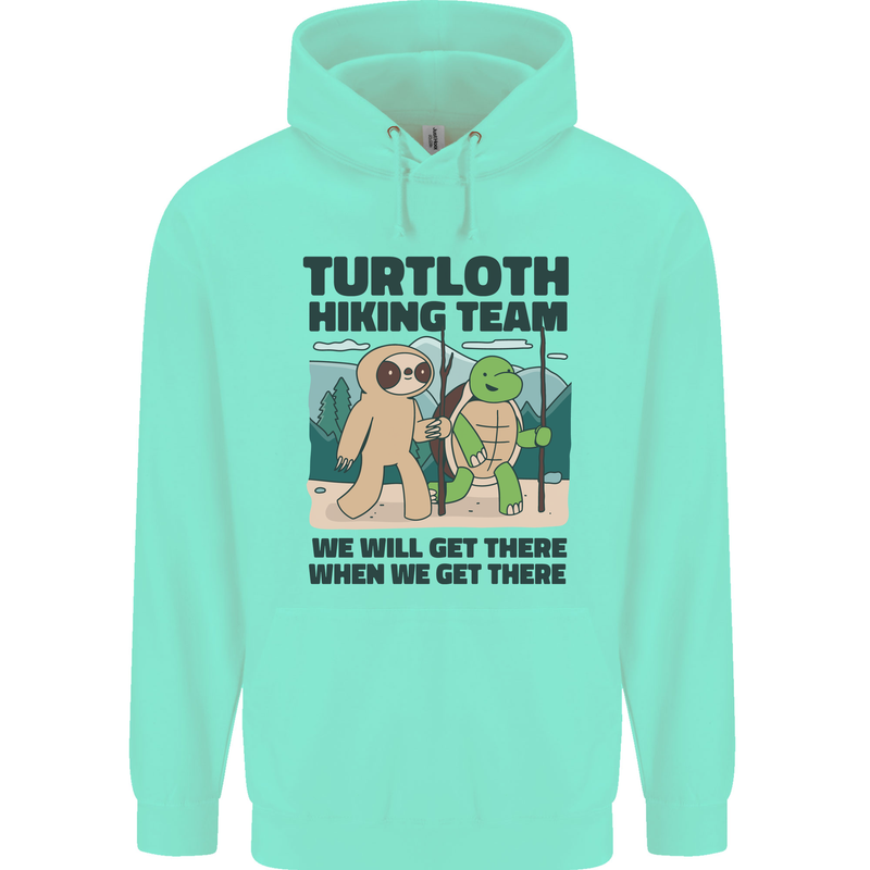 Turtloth Hiking Team Hiking Turtle Sloth Mens 80% Cotton Hoodie Peppermint
