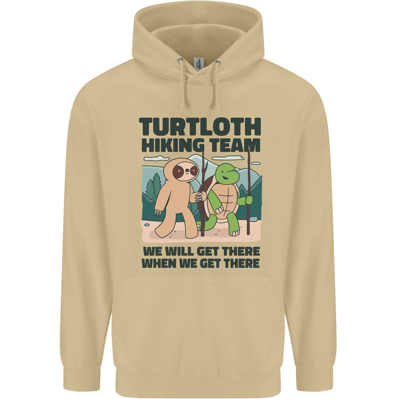 Turtloth Hiking Team Hiking Turtle Sloth Mens 80% Cotton Hoodie Sand