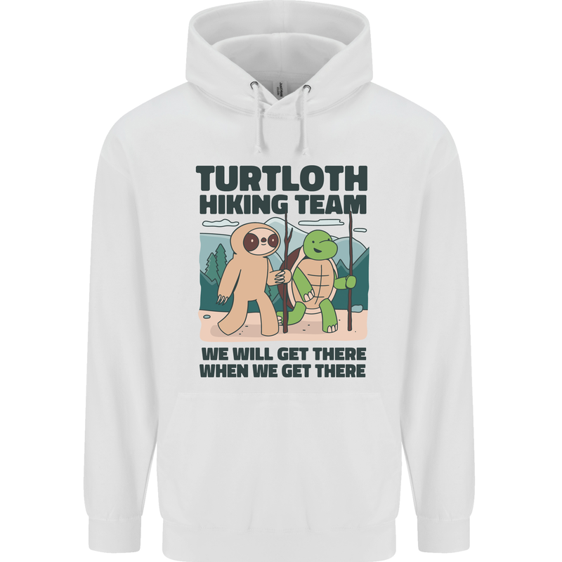 Turtloth Hiking Team Hiking Turtle Sloth Mens 80% Cotton Hoodie White