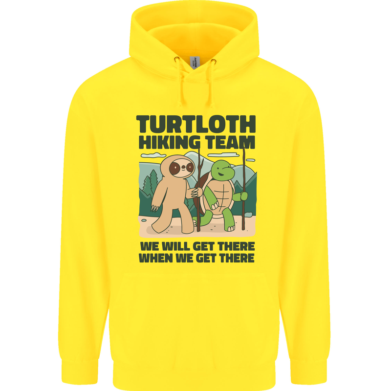 Turtloth Hiking Team Hiking Turtle Sloth Mens 80% Cotton Hoodie Yellow
