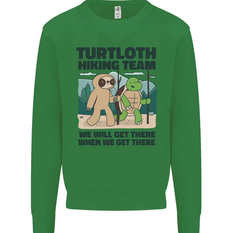 Turtloth Hiking Team Hiking Turtle Sloth Mens Sweatshirt Jumper Irish Green