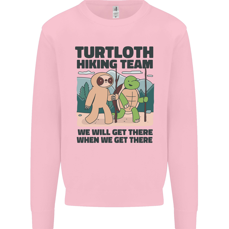 Turtloth Hiking Team Hiking Turtle Sloth Mens Sweatshirt Jumper Light Pink