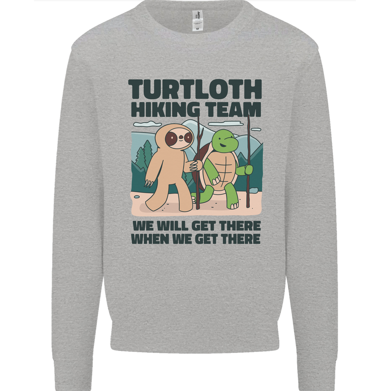 Turtloth Hiking Team Hiking Turtle Sloth Mens Sweatshirt Jumper Sports Grey