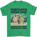 Turtloth Hiking Team Hiking Turtle Sloth Mens T-Shirt 100% Cotton Irish Green