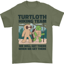 Turtloth Hiking Team Hiking Turtle Sloth Mens T-Shirt 100% Cotton Military Green